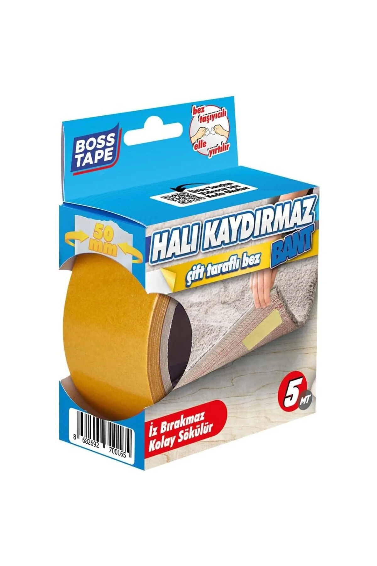 Halı Yapıştırıcı Bant, Kaymaz Halı Bandı, 5 Metre Uzunluk x 50 mm Genişlik, Sarı