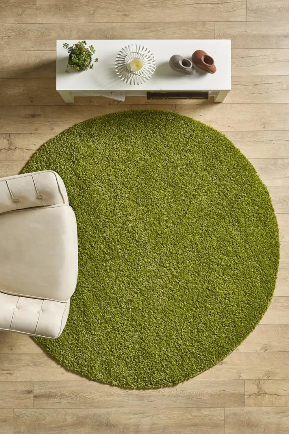 Halı Yüksek Tüylü Düz Yeşil Kabarık Uzun Tüylü Shaggy Oturma Odas