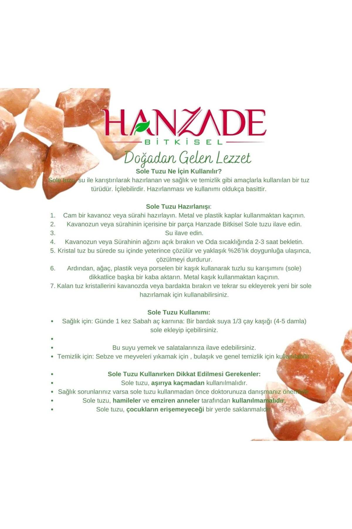 Halit Tuz Sole Tuzu 1 KG Şeffaf Berrak Kristal Pembe Himalaya Hal