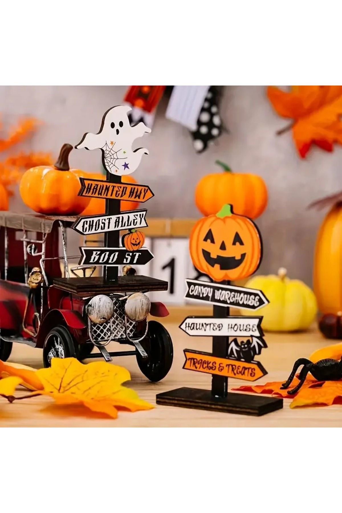 Dodemert Home Halloween Ahşap Balkabaği Masa Dekoru 14 X 8 Cm