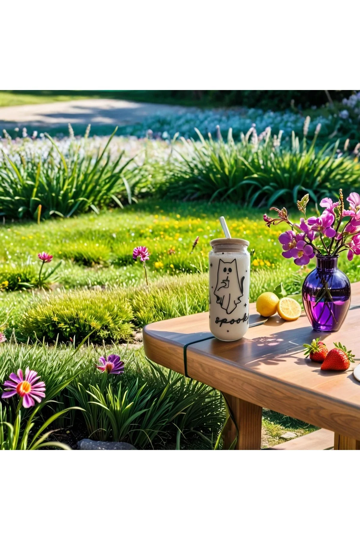 Halloween, Cadılar bayramı, Kedi, Hayalet bambu kapaklı cam pipet