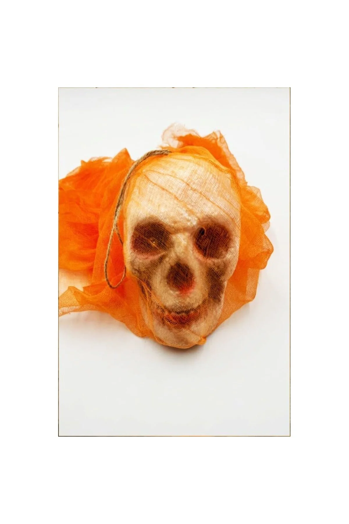 Halloween Kuru Kafa Turuncu Duvaklı Işıklı