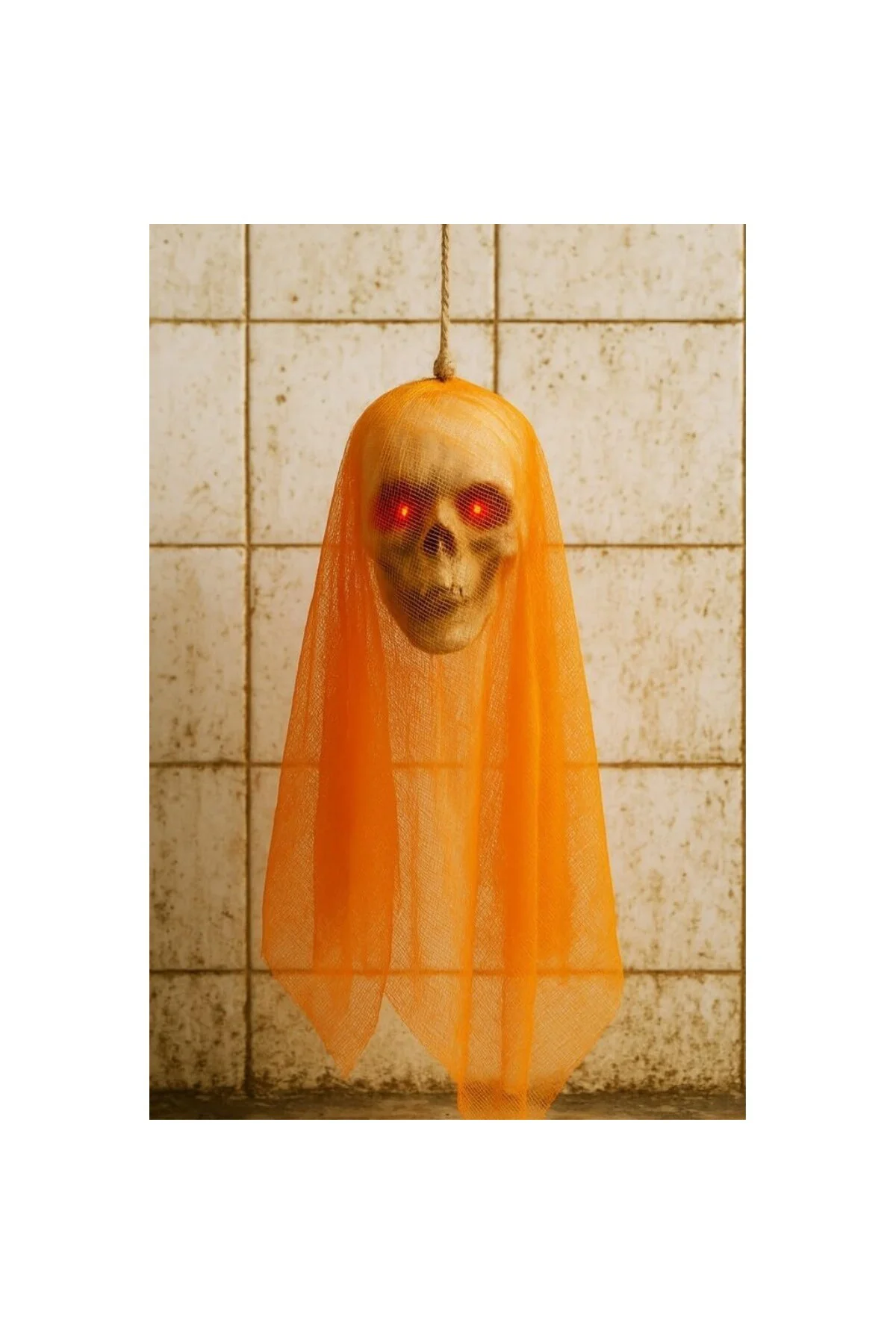 Halloween Kuru Kafa Turuncu Duvaklı Işıklı