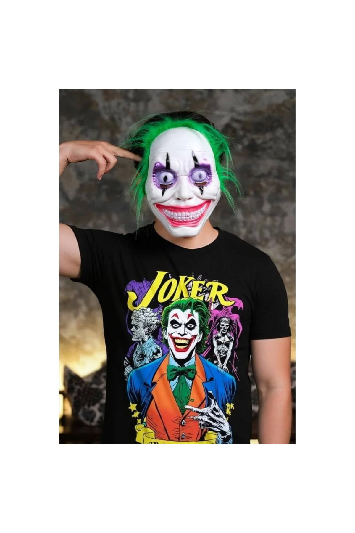 Halloween Maske Joker Yeşil Saç