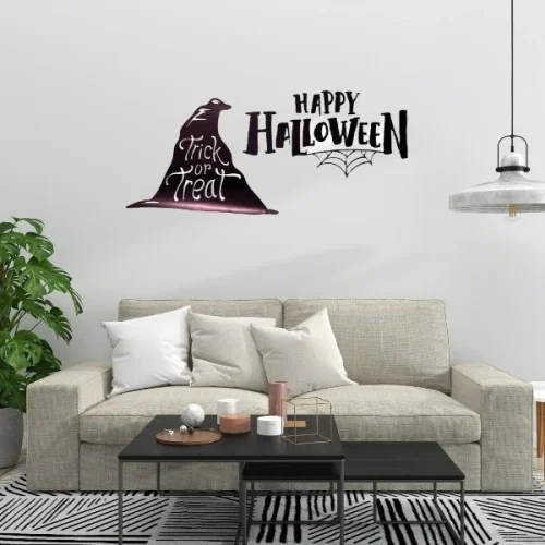 Halloween Temalı Duvar Stickerı - 3 Farklı Model - Cadılar Bayramı Dekoru - 57x24 cm