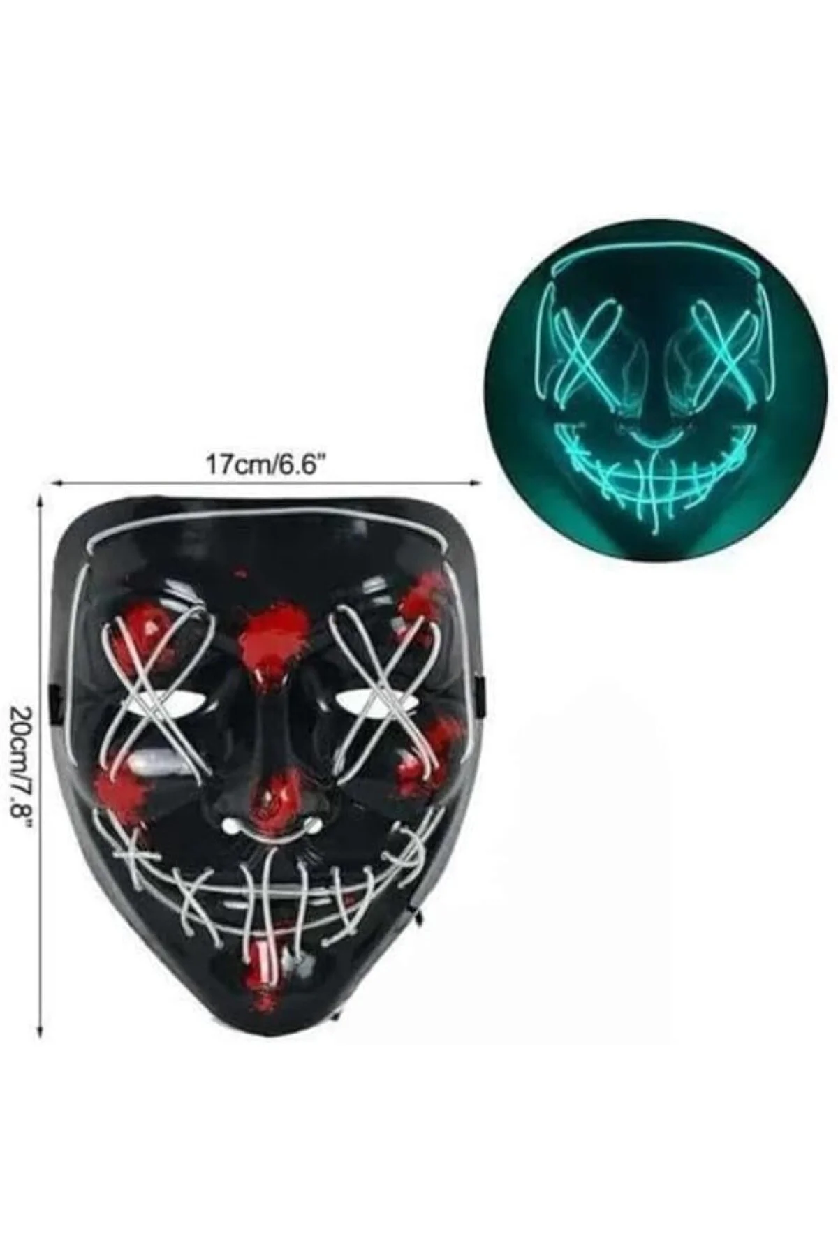 Hallowen Parti Maskesi Neon Led Işıklı Maske 3 Modlu Cadılar Bayr