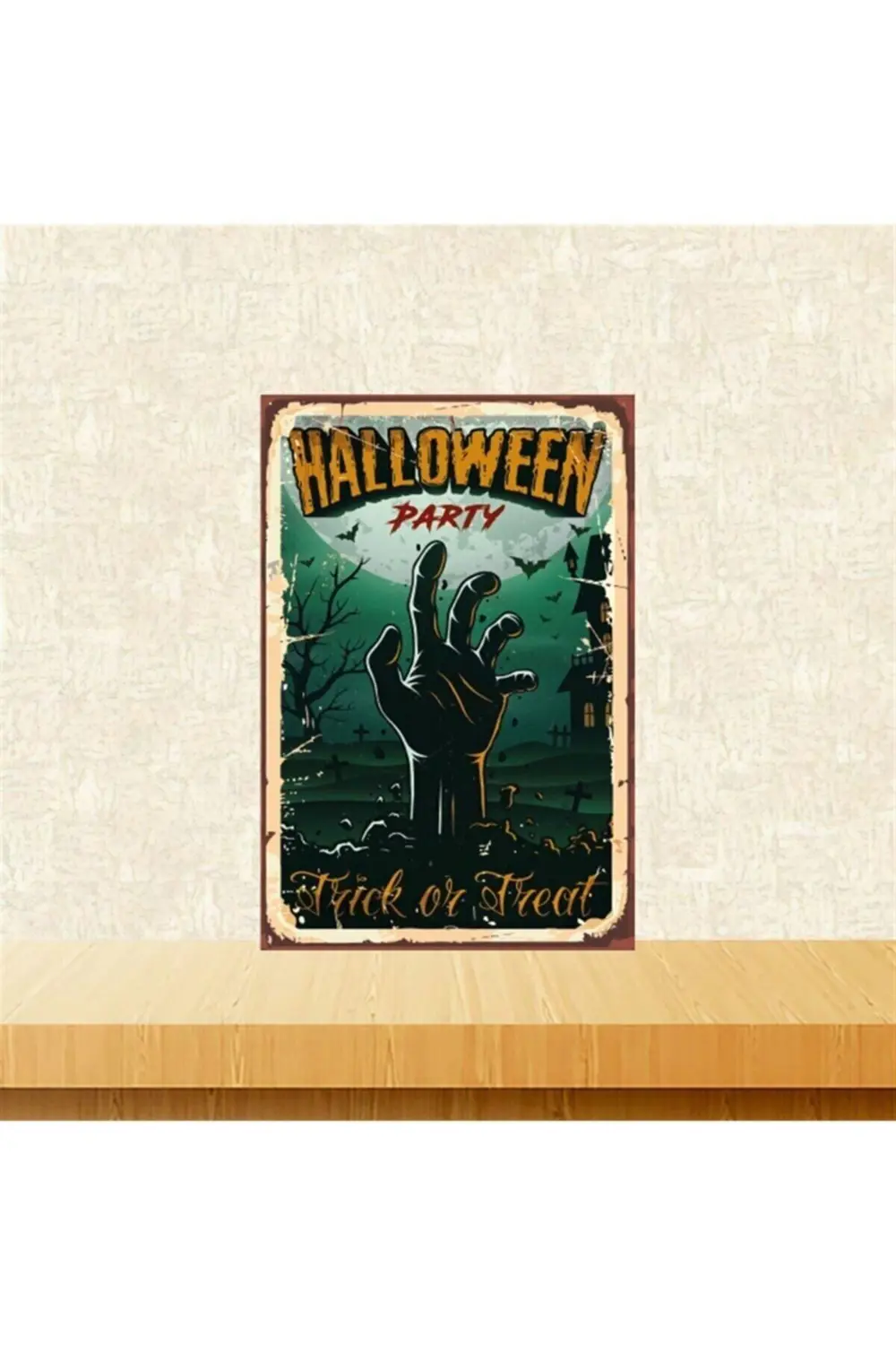 Hallowen Party 20-30 Cm Retro Ahşap Tablo Tkfx4712