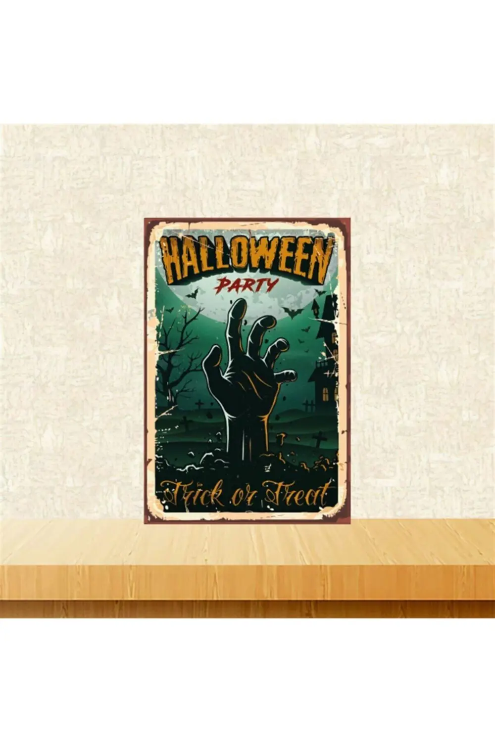 Hallowen Party 20-30 Cm Retro Ahşap Tablo Tkfx4712