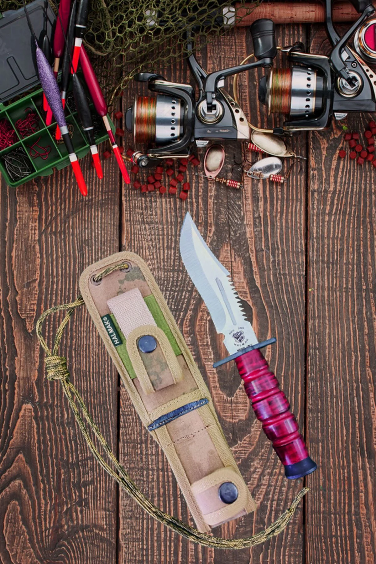 Halmak Outdoor Bıçak Mutfak Bıçak Komando Rambo Kamp Av Bıçak Çakı Kılıflı (25 Cm)