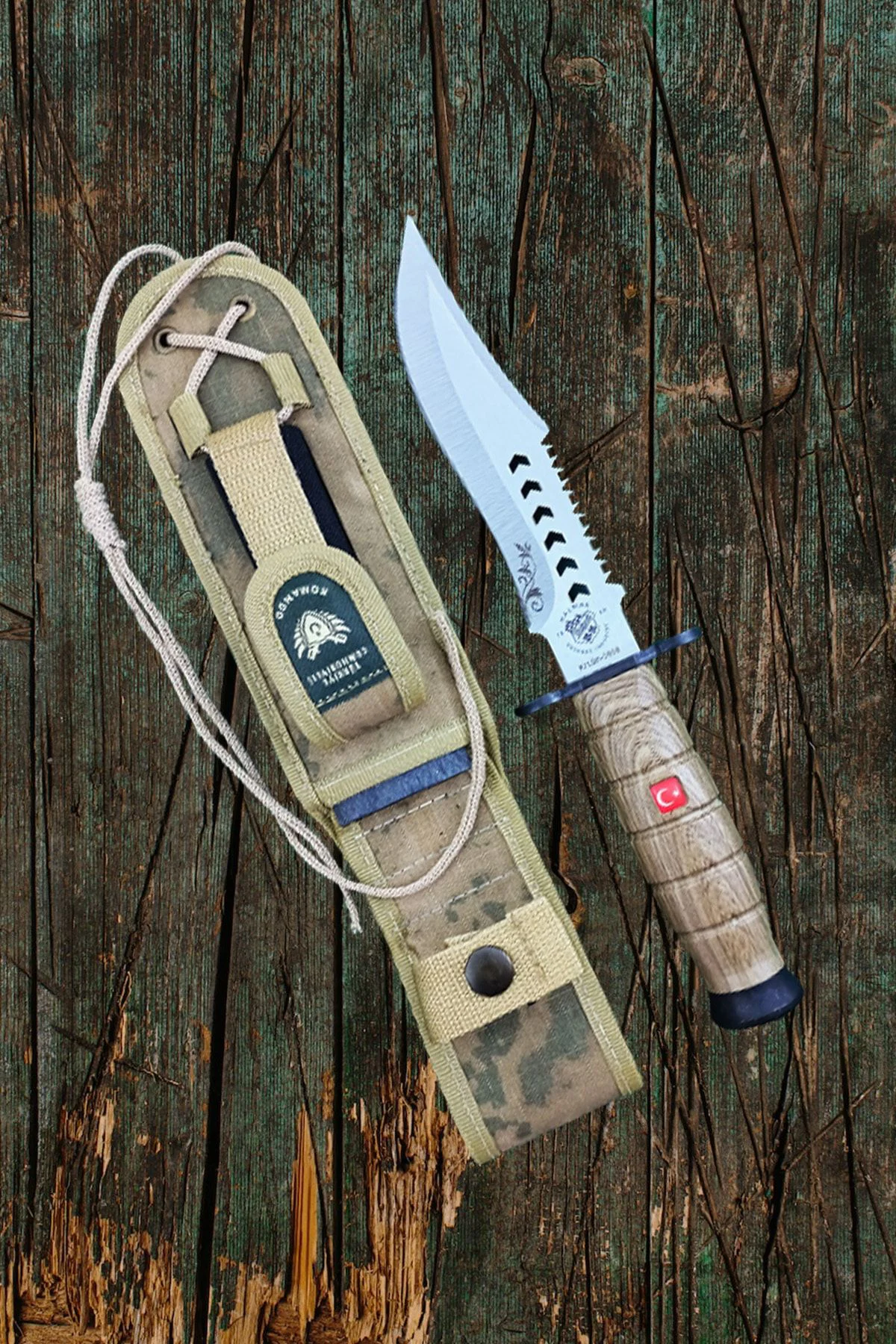 Halmak Outdoor Çakı Bıçak Aksesuar Kamp Malzemesi Rambo Bıçağı Kamp Bıçağı Çakı Bıçak Kılıfla (30 CM)