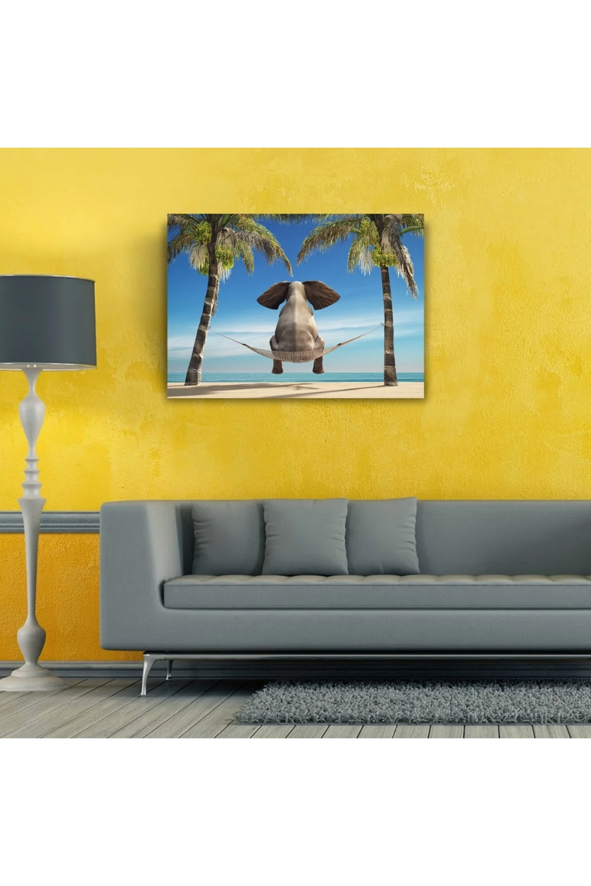 Hamaktaki Fil Kanvas Tablo 50 x 70