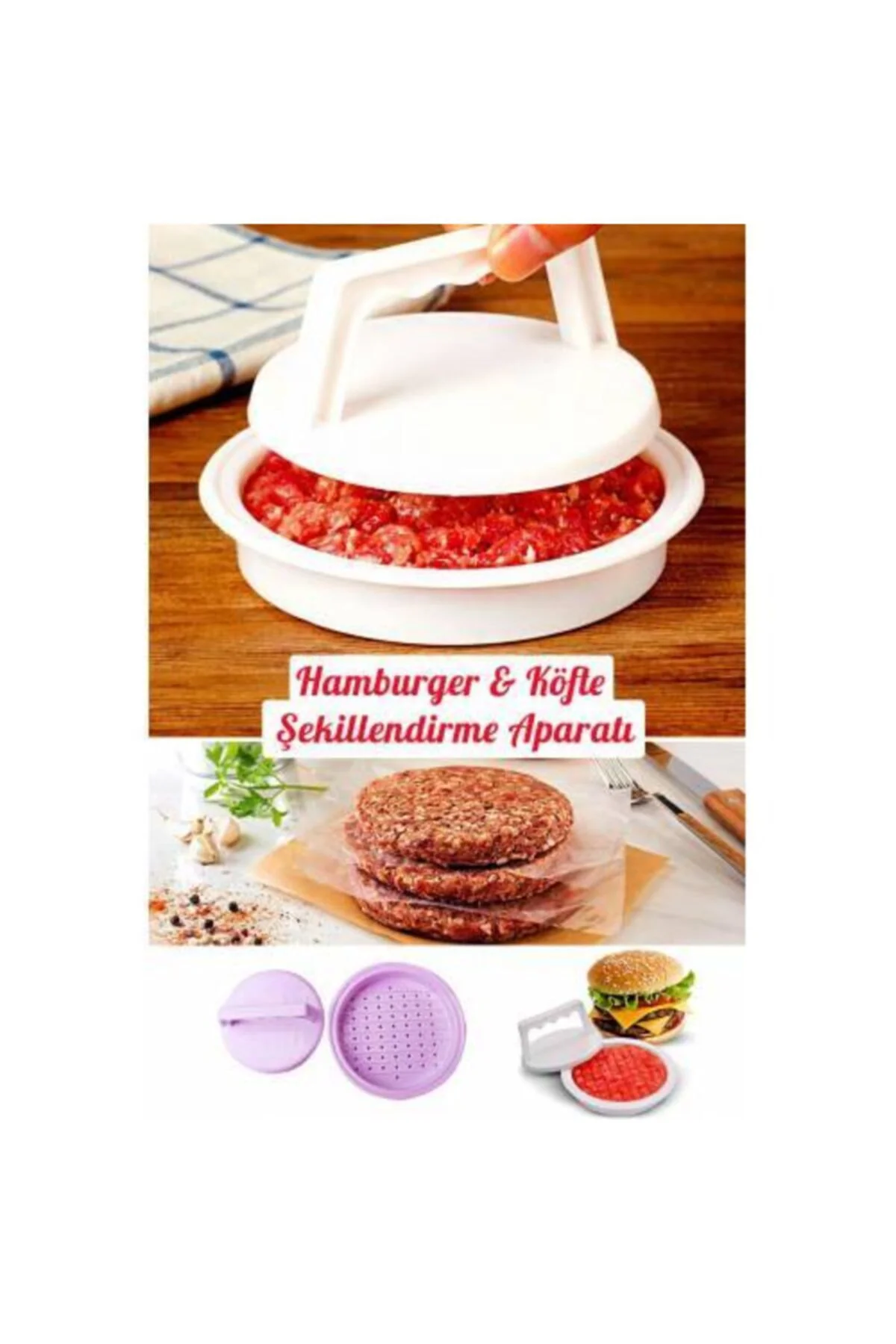 Hamburger Köfte Şekillendirici Köfte Kalıbı Hamburger Pratik Pres Aparat Hamburger Köfte Şekillendirici Köfte Kalıbı Hamburger Pratik Pres Aparat