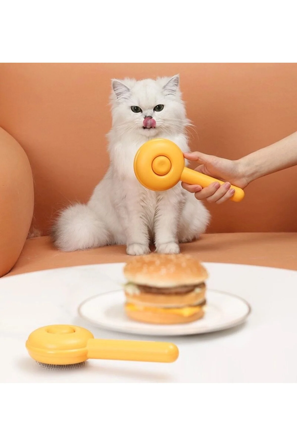 Hamburger Şekilli Otomatik Temizlenen Evcil Hayvan Fırçası