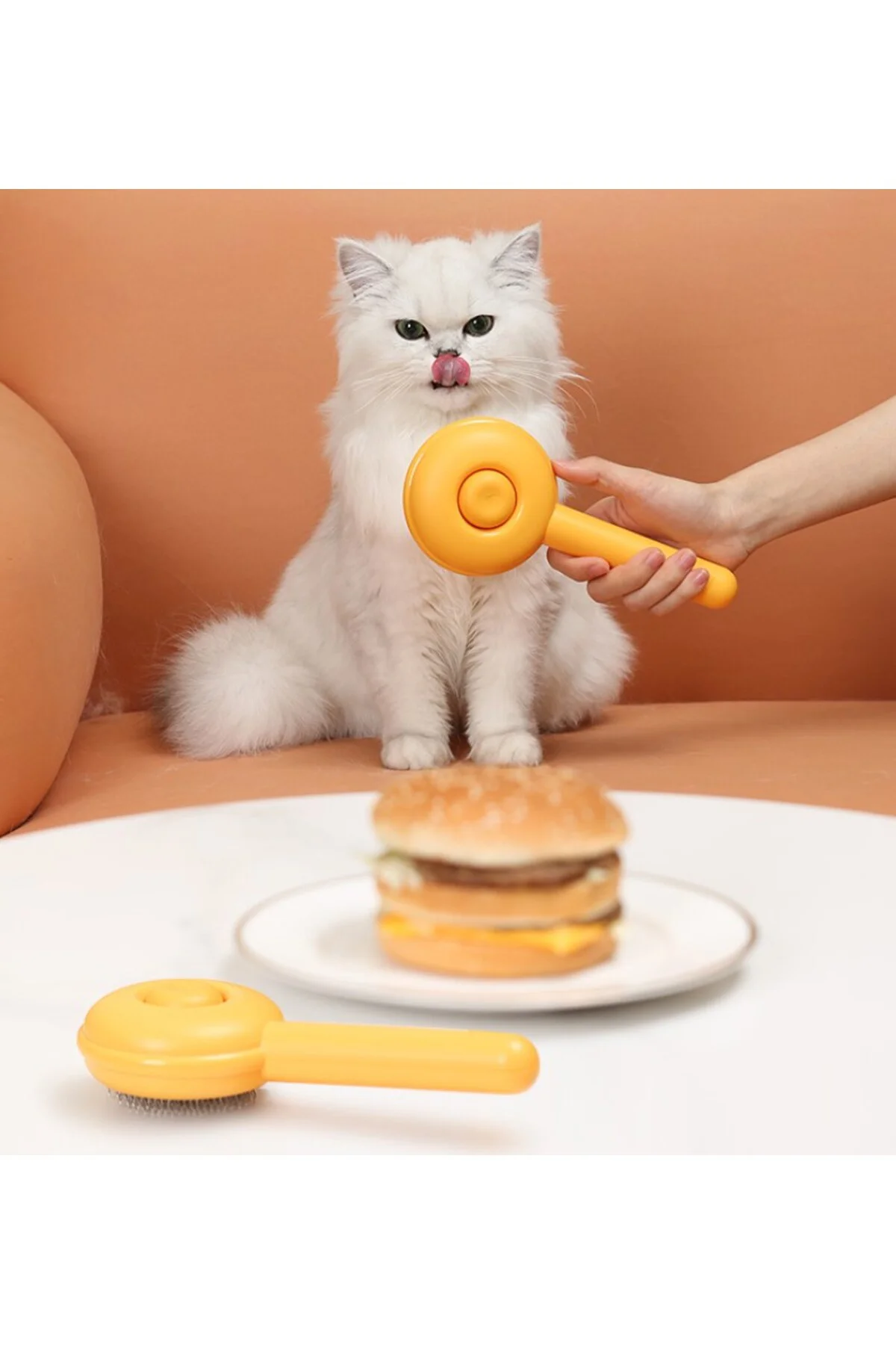 Hamburger Şekilli Otomatik Temizlenen Evcil Hayvan Fırçası