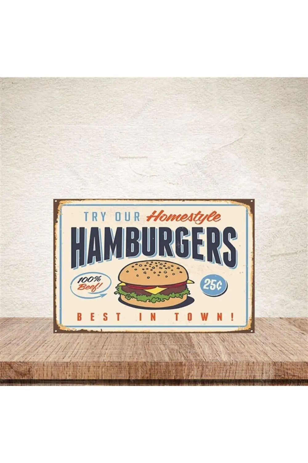 Hamburgers 20-30 Cm Retro Ahşap Poster