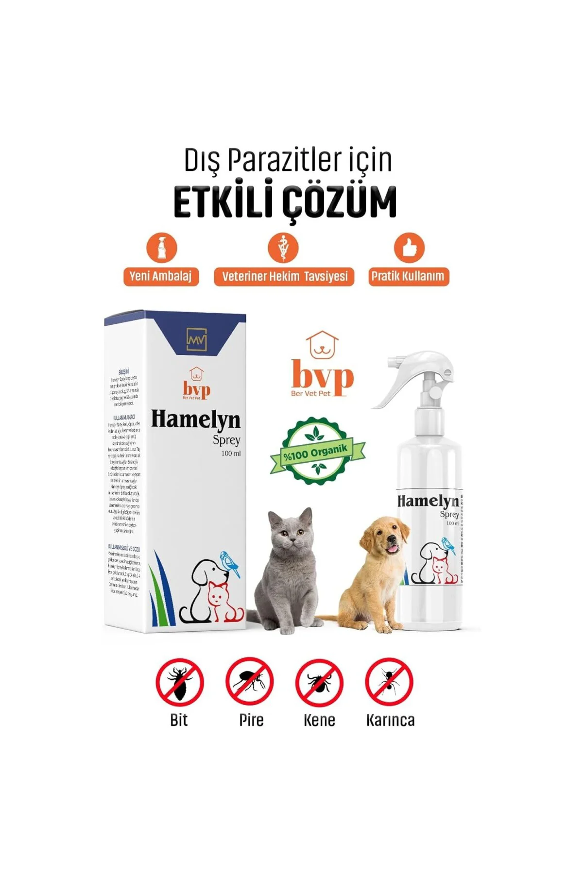 Hamelyn Bit-Pire-Kene Spreyi, Doğal Koruma, Kedi Köpek Kuş Tavşan