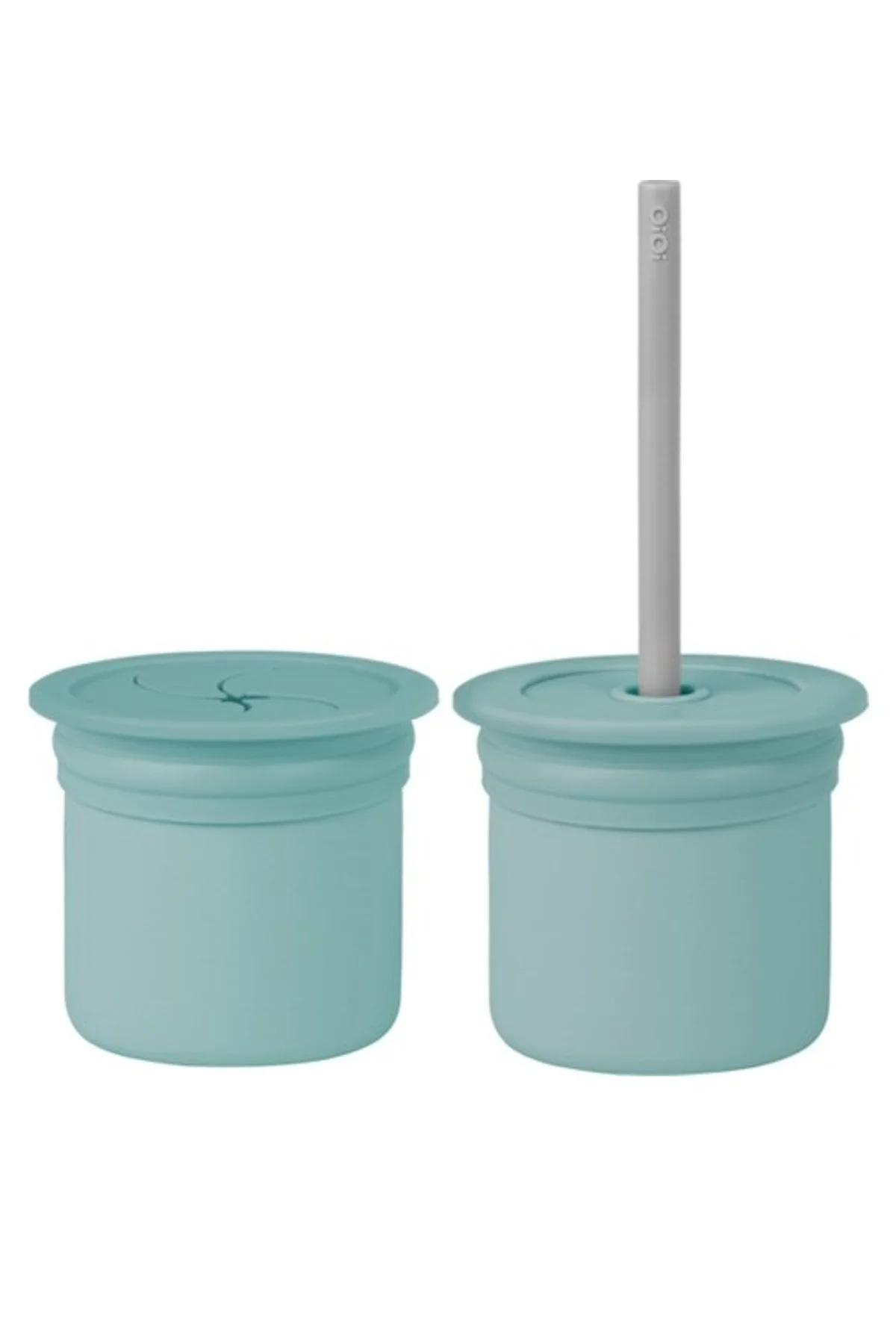 Ham+Hüp Pipetli Silikon Bardak Seti Aqua Green / Powder Grey
