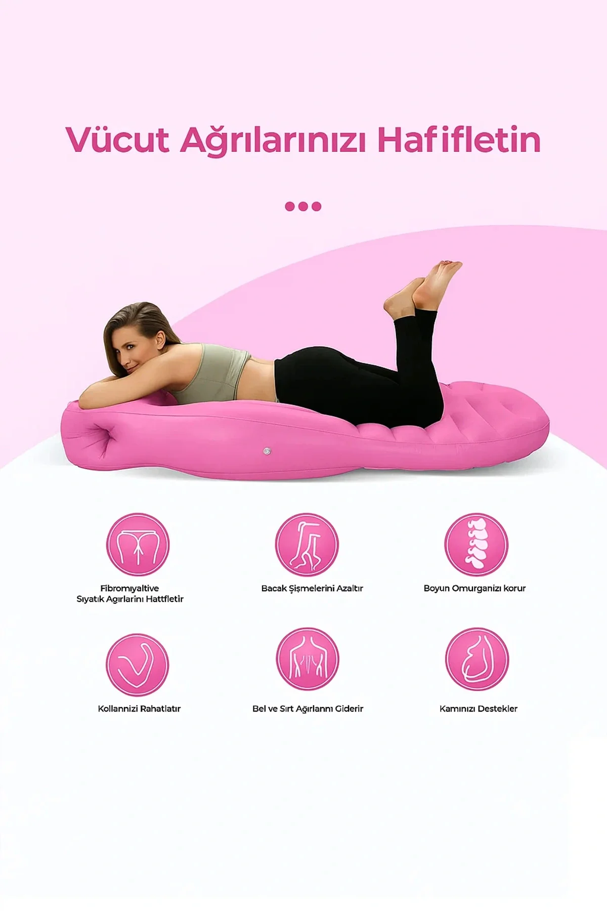 Hamile Uyku Minderi Tam Vücut Destekli Ergonomik Gebelik Yan Yatm