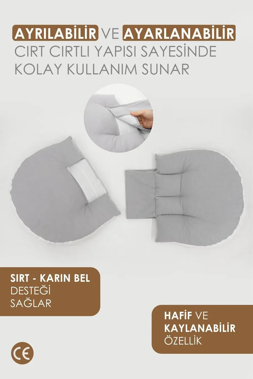 Mordesign Hamile Uyku Yastığı , Emzirme Ve Oturma Destek Yastığı Gri Mordesign Hamile Uyku Yastığı , Emzirme Ve Oturma Destek Yastığı Gri