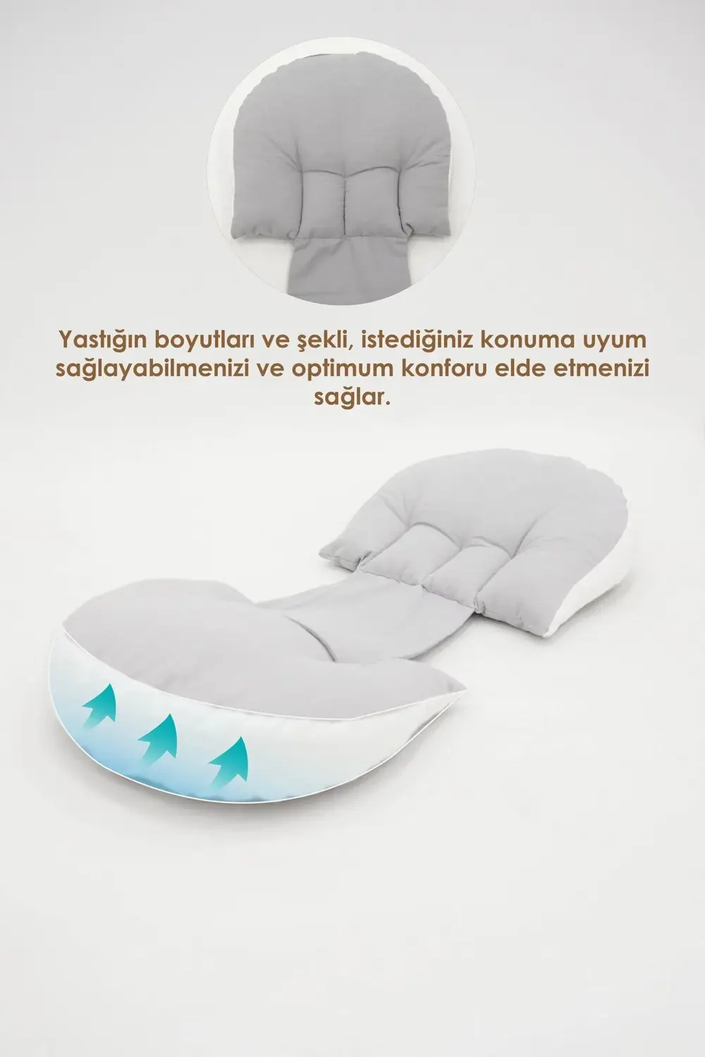 Mordesign Hamile Uyku Yastığı , Emzirme Ve Oturma Destek Yastığı Gri Mordesign Hamile Uyku Yastığı , Emzirme Ve Oturma Destek Yastığı Gri
