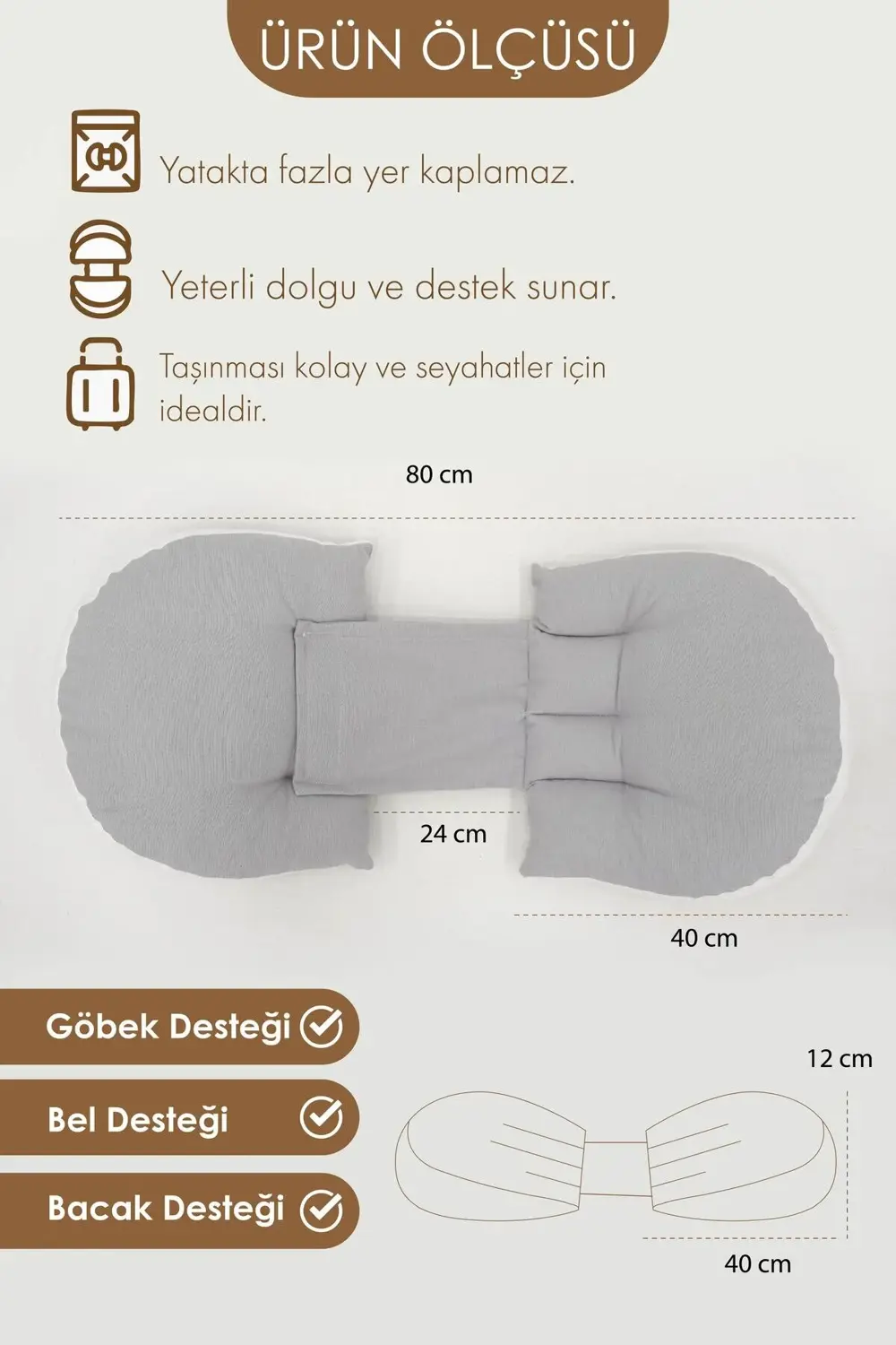 Mordesign Hamile Uyku Yastığı , Emzirme Ve Oturma Destek Yastığı Gri Mordesign Hamile Uyku Yastığı , Emzirme Ve Oturma Destek Yastığı Gri