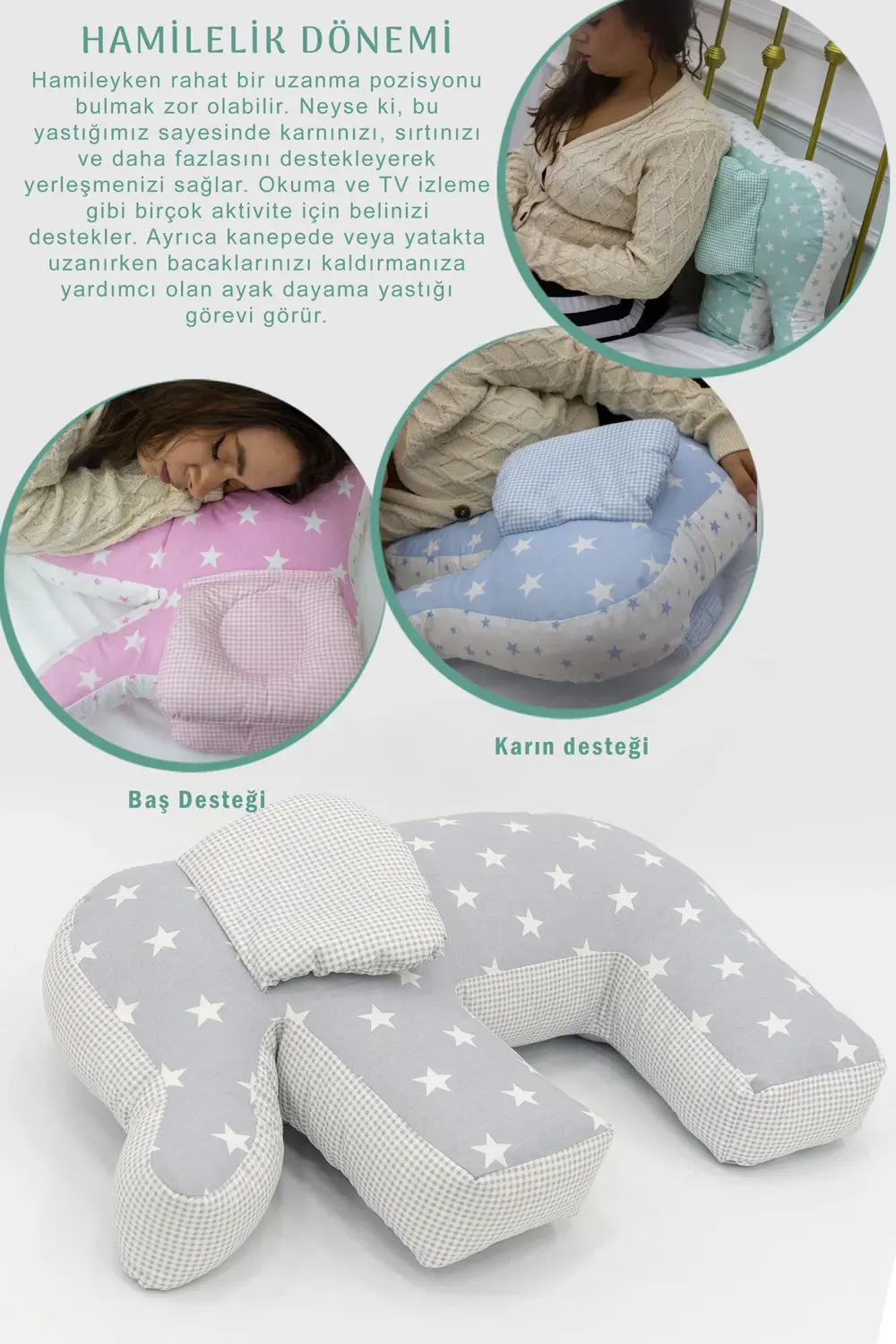 Mordesign Hamile Yastığı, Bebek Destek Koltuğu; Bebek Emzirme Minderi; Deko