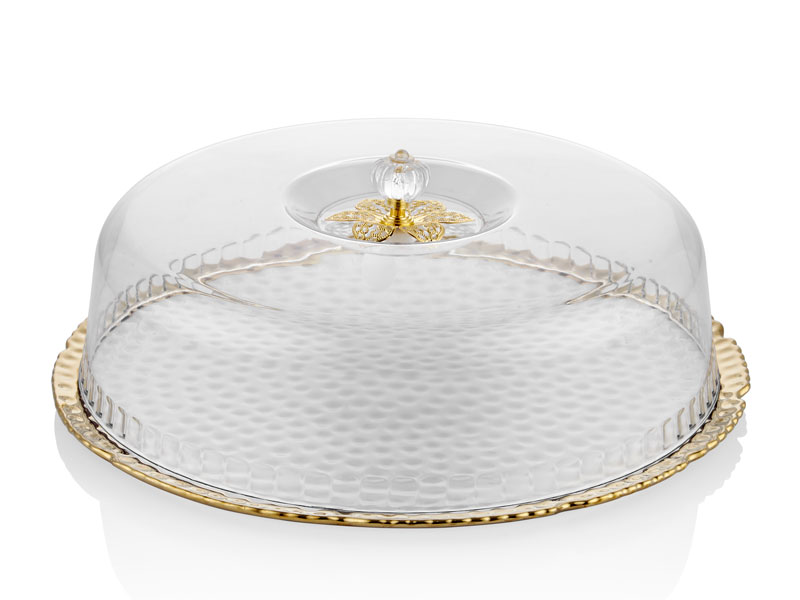 Joy Carmen Hammered Whıte Gold Kek Standı 30Cm