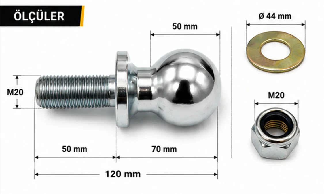 HAN MARİN ALTTAN CİVATALI RÖMORK ÇEKİ TOPUZU 50mm Fiyatı, Yorumları ve Özellikleri