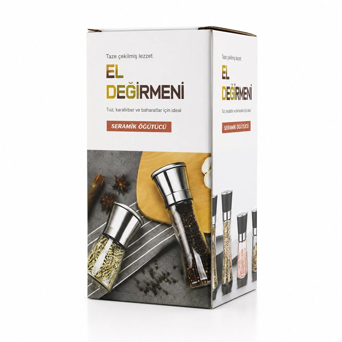 Hand Grınder Küçük Cam Hazneli - Krom Kaplama Pls.kapaklı Tuz - Baharat Öğütücü İ22-411 Bx40