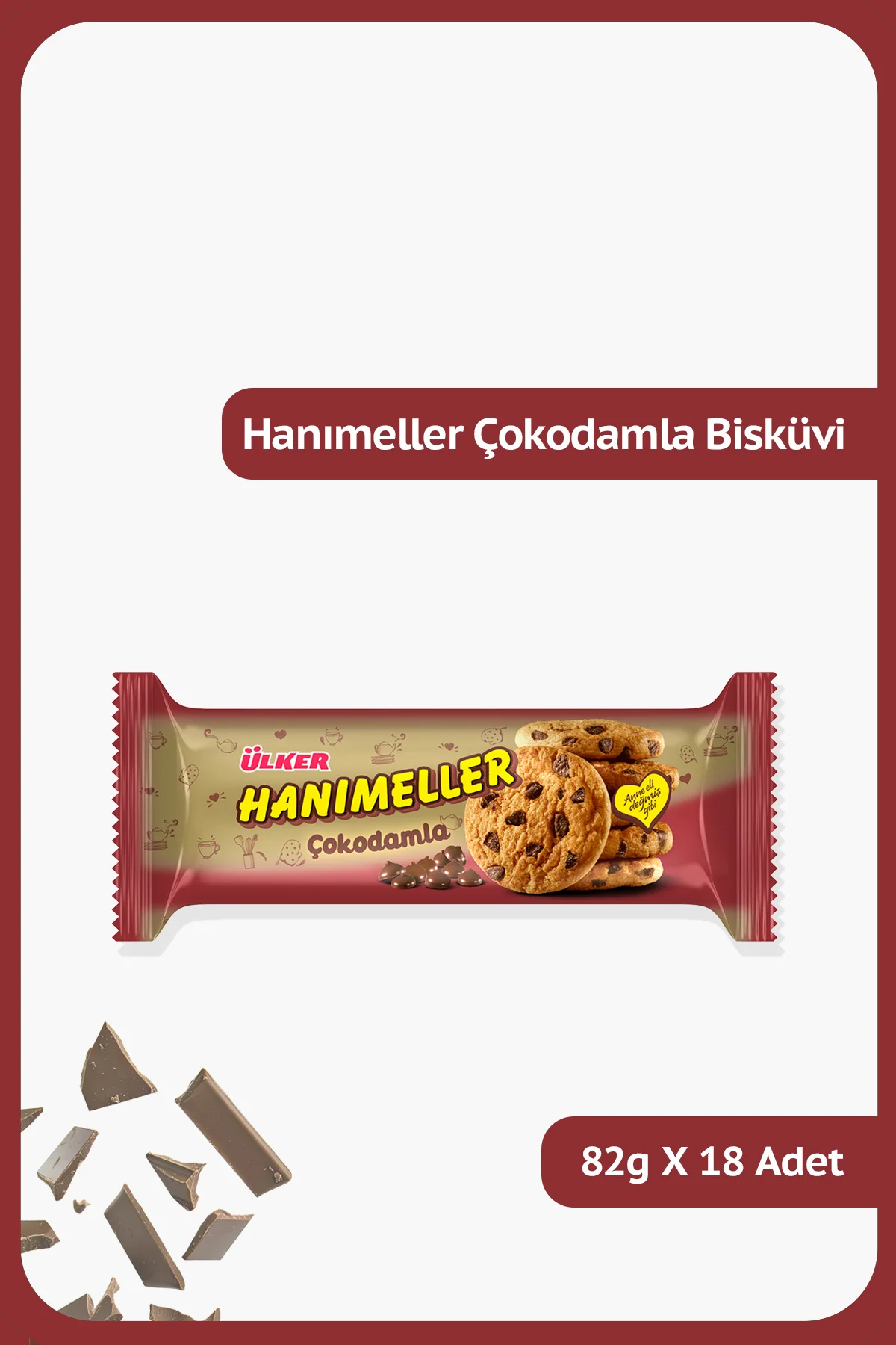 HANIMELLER - Çokodamla Bisküvi - 82 gram - 18 Adet
