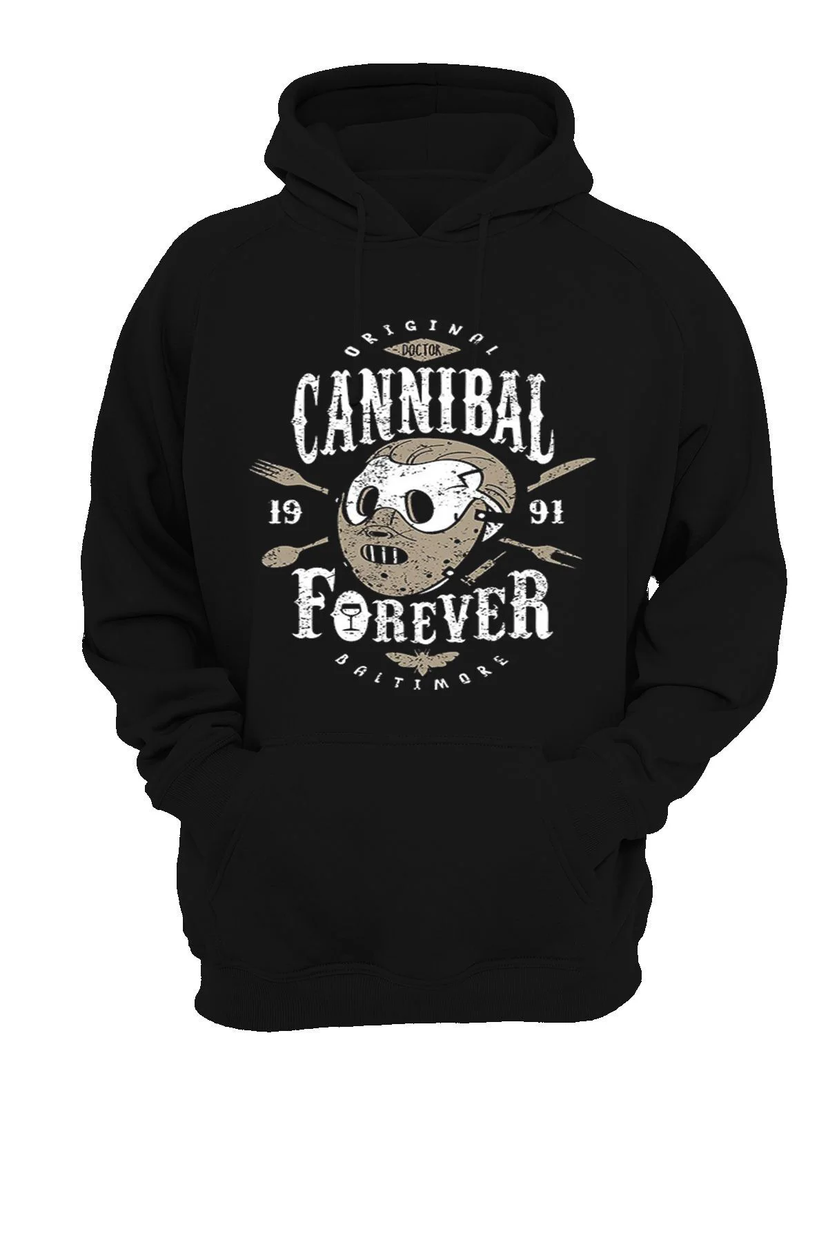 Hannibal Lecter Basklılı, 3 iplik. Şardonlu, İçi Polar, Kalın, (600 gr.) Sweatshirt