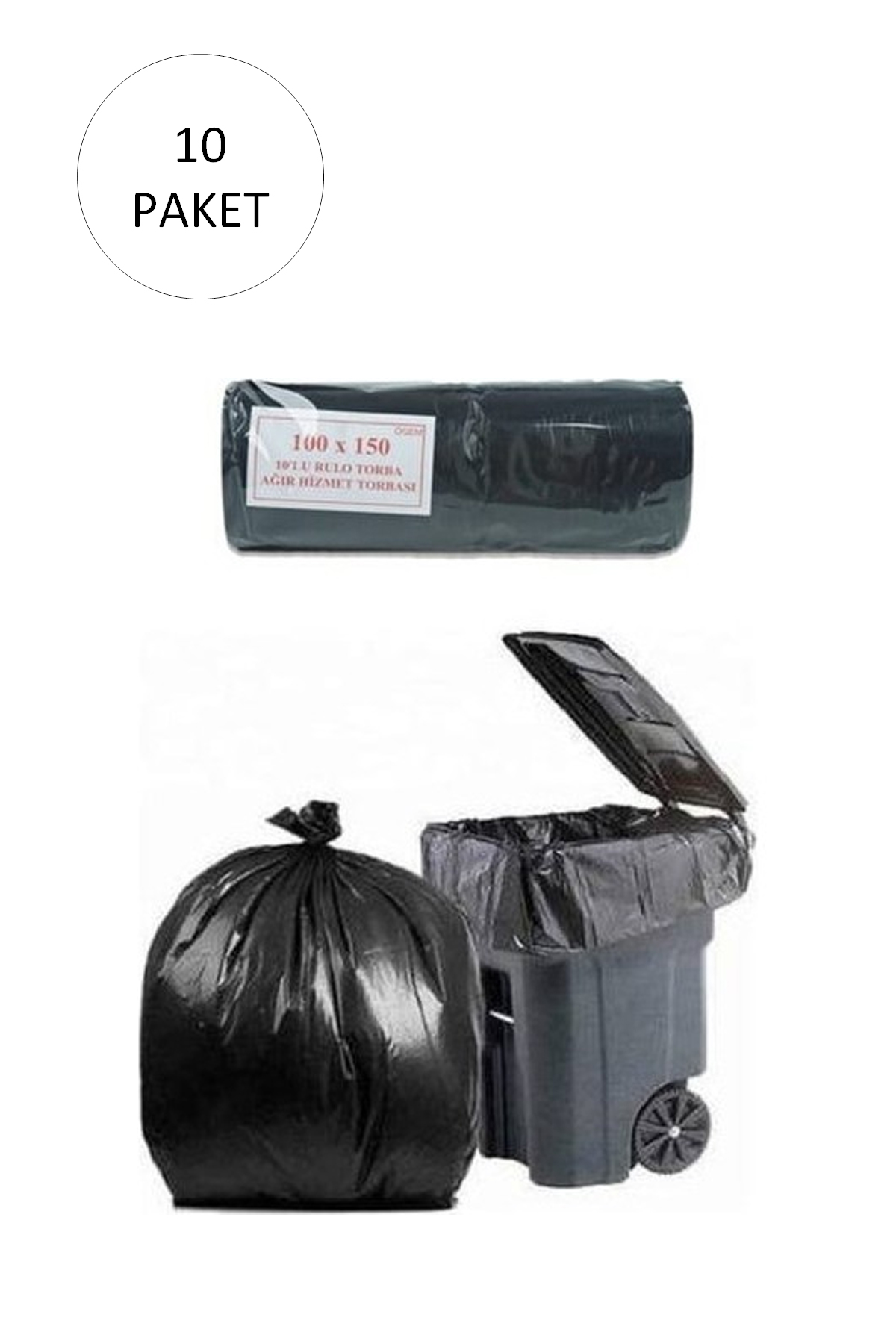Hantal Boy Çöp Torbası 100 x 150 cm 10 Lu Rulo x 10 Paket = 100 A