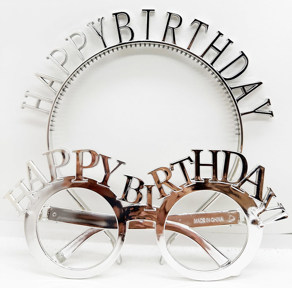 Happy Birthday Yazılı Taç ve Happy Birthday Yazılı Gözlük Seti Gü