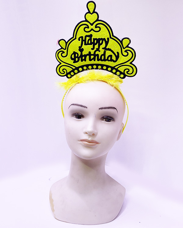 Happy Birthday Neon Sarı Renk Doğum Günü Tacı 24x15 cm Happy Birthday Neon Sarı Renk Doğum Günü Tacı 24x15 cm