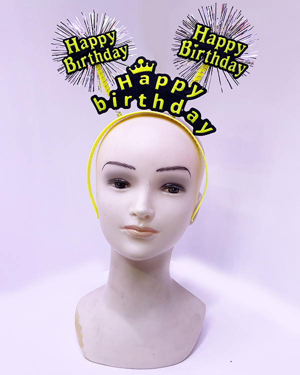 Happy Birthday Püsküllü Neon Sarı Renk Doğum Günü Tacı 22x19 cm Happy Birthday Püsküllü Neon Sarı Renk Doğum Günü Tacı 22x19 cm