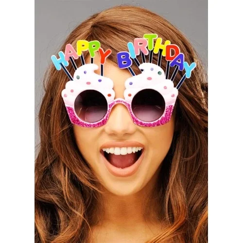 Happy Birthday Beyaz Fuşya Parti Gözlüğü Happy Birthday Beyaz Fuşya Parti Gözlüğü