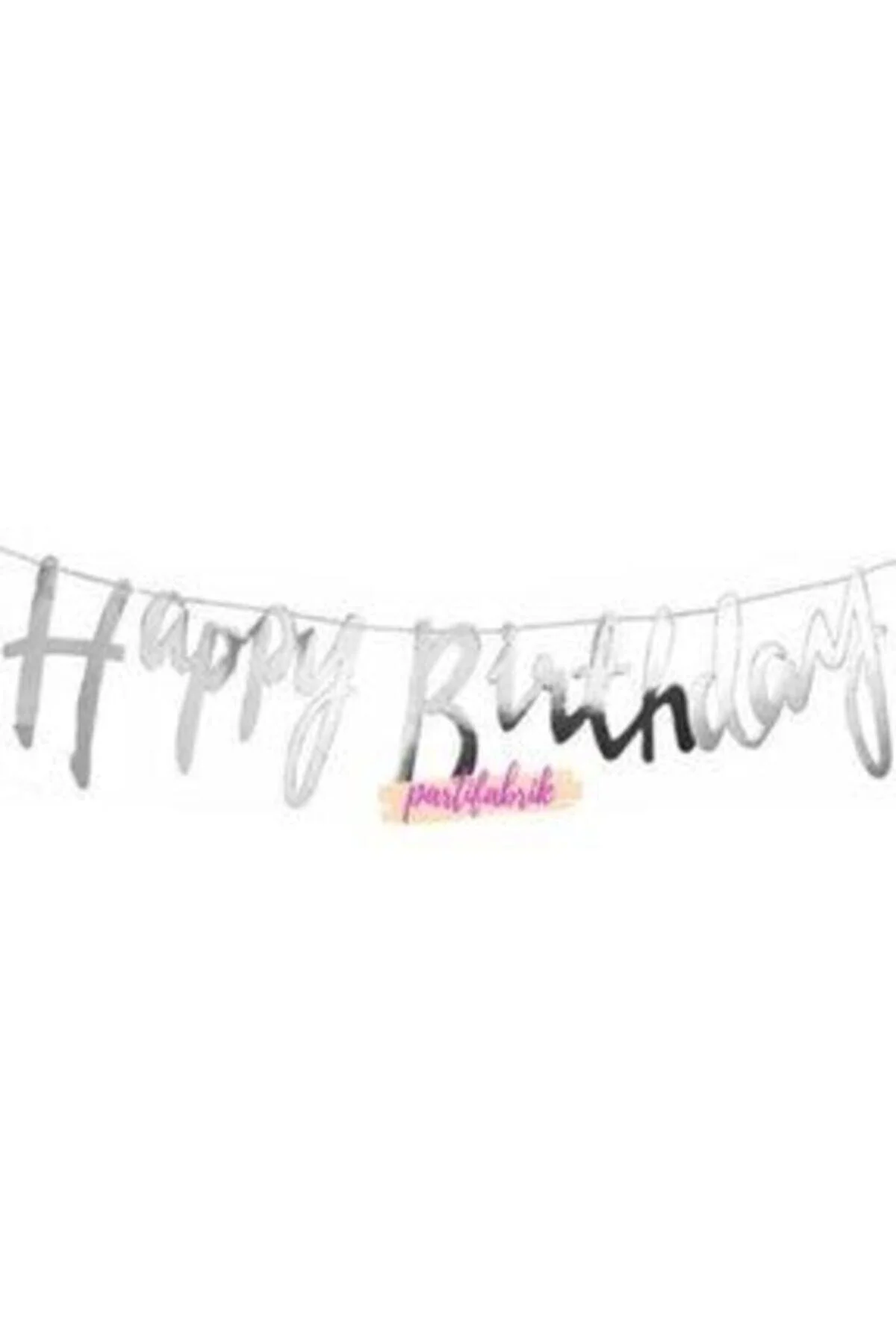 Happy Birthday Italik Gümüş Yazı Süs