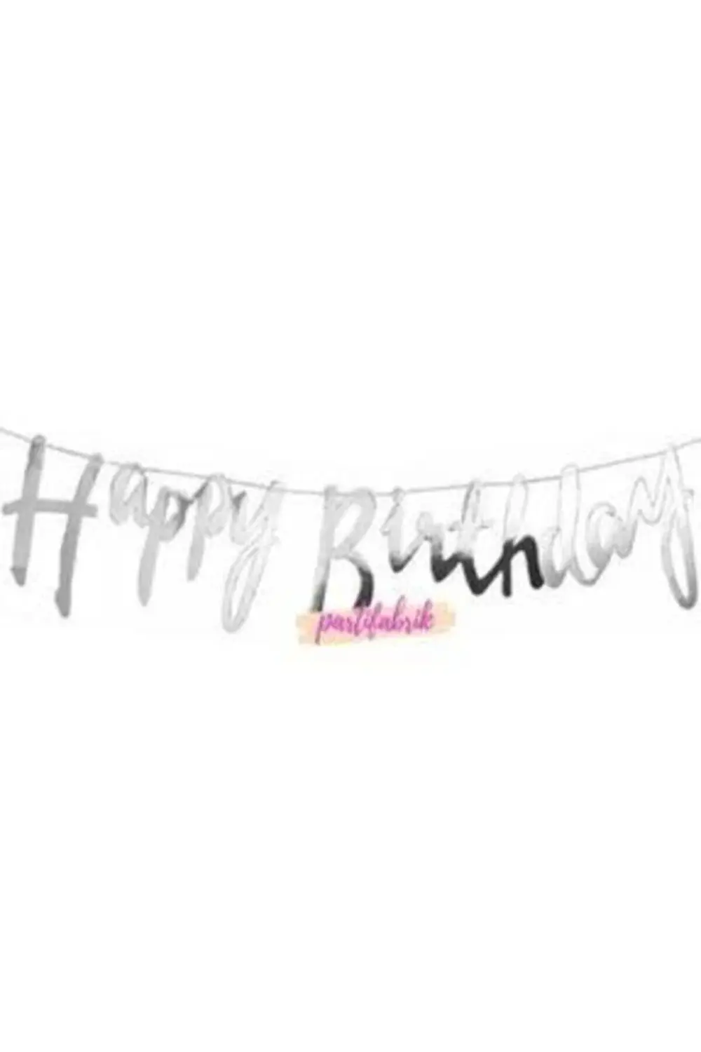 Happy Birthday Italik Gümüş Yazı Süs