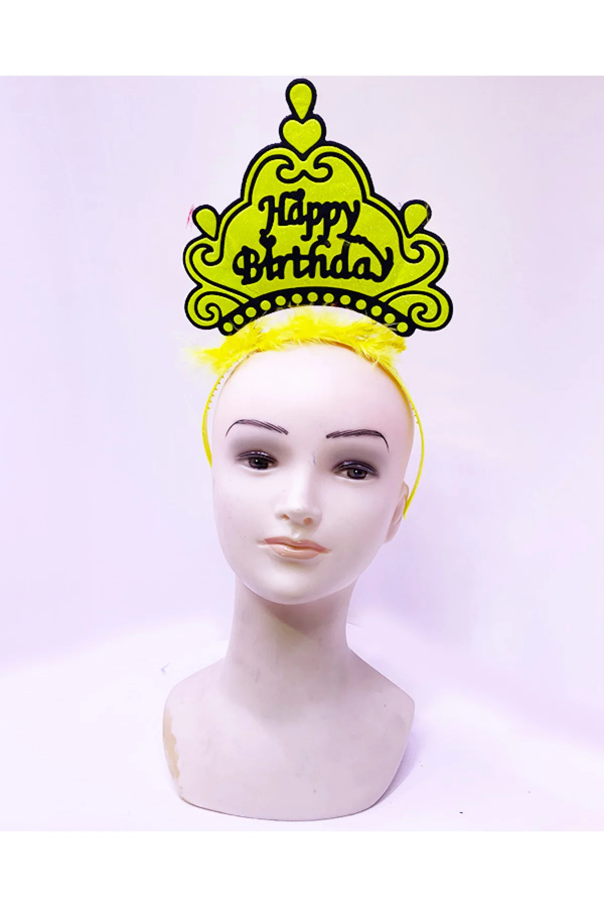 Happy Birthday Neon Sarı Renk Doğum Günü Tacı 24x15 cm/ TrendXhome