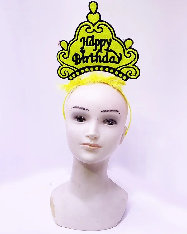 Happy Birthday Neon Sarı Renk Doğum Günü Tacı 24x15 cm Happy Birthday Neon Sarı Renk Doğum Günü Tacı 24x15 cm