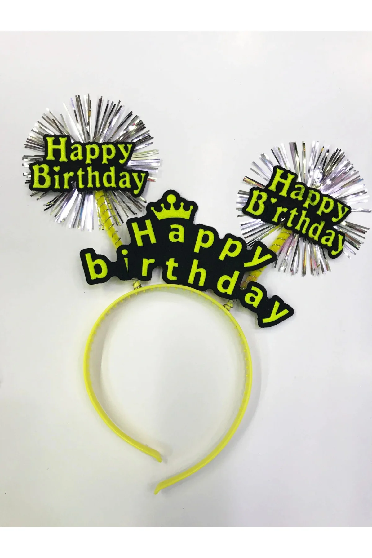 Happy Birthday Neon Renk Doğum Günü Tacı 12 Adet - Görsel 2