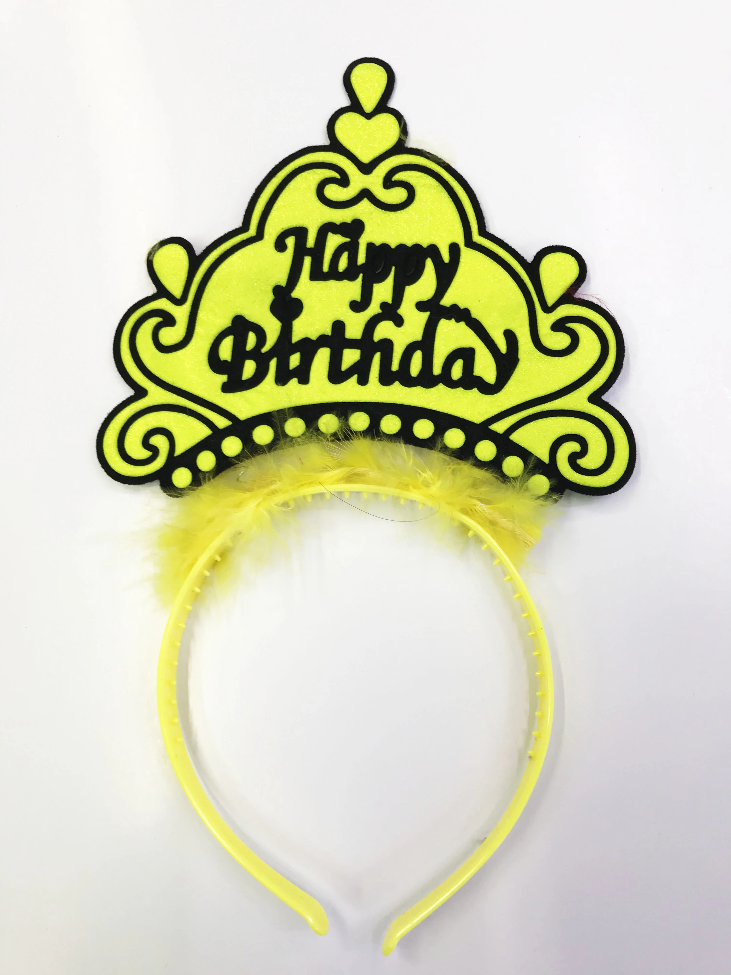 Happy Birthday Neon Renk Taç 12 Adet - Doğum Günü Partisi Aksesuarı