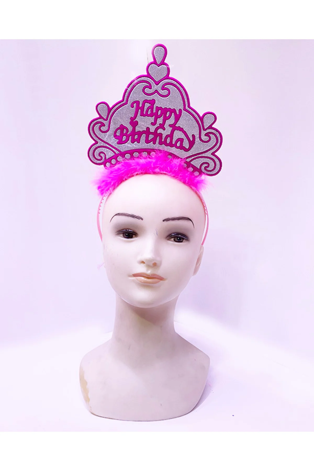 Happy Birthday Neon Pembe Renk Doğum Günü Tacı 24x15 cm