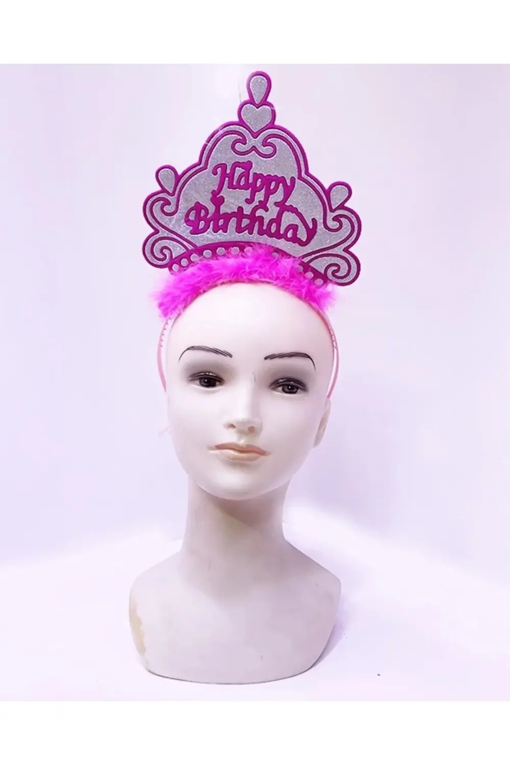 Happy Birthday Neon Pembe Renk Doğum Günü Tacı 24x15 cm