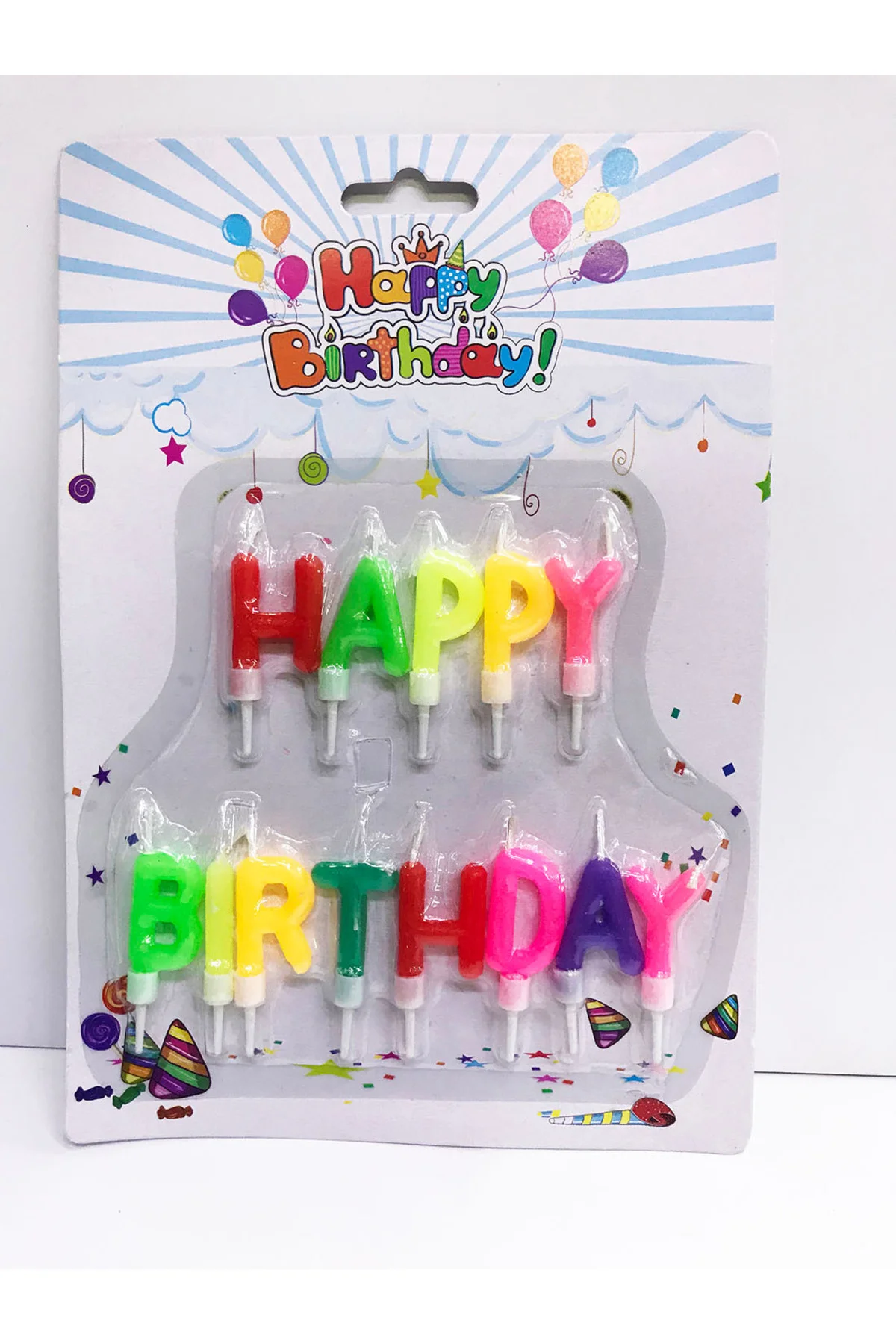 Happy Birthday Yazılabilen Rengarenk Doğum Günü Mumu  GO50607273550