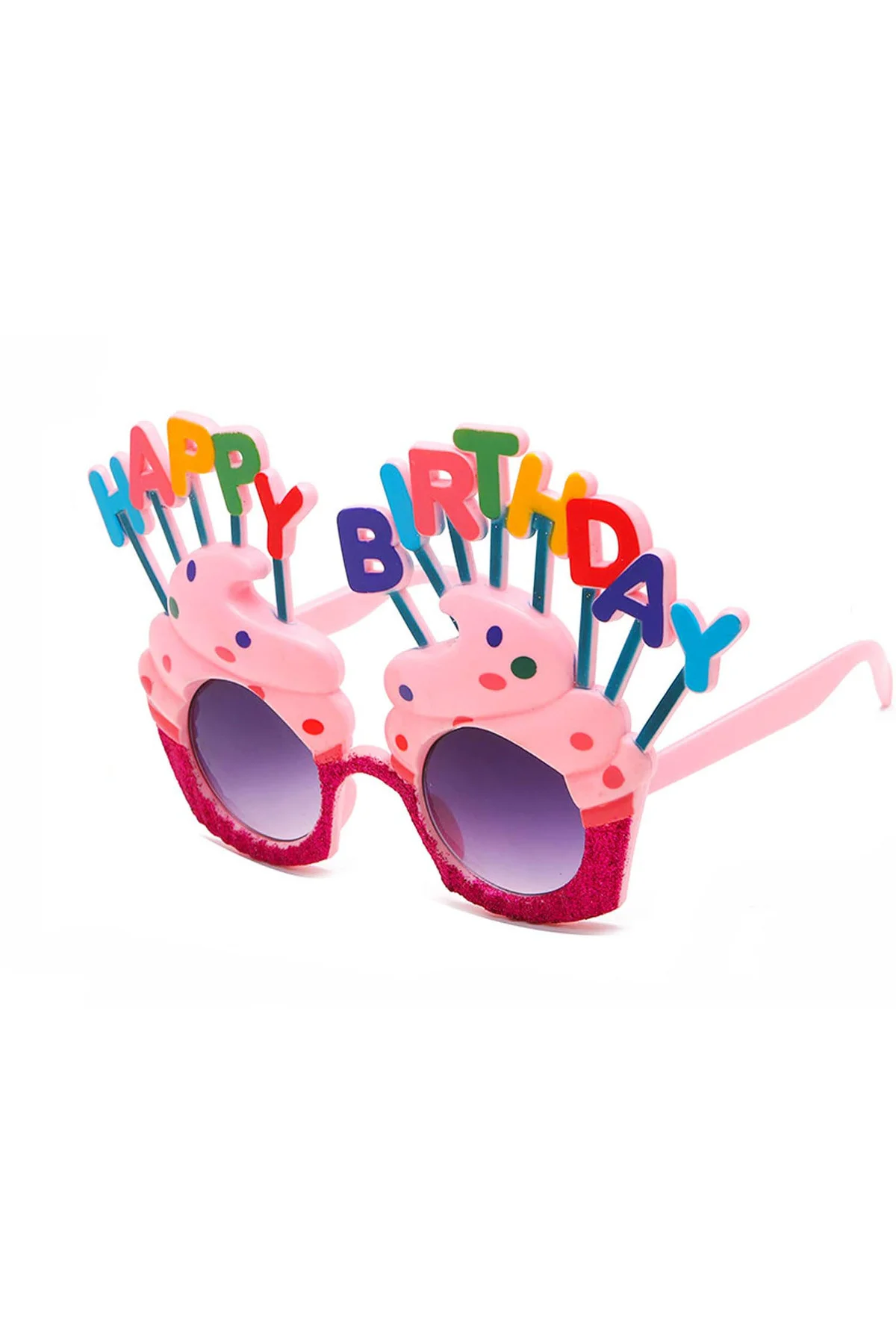 Happy Birthday Yazılı Pembe Fuşya Renk Parti Gözlüğü 12x7 cm  GO506089Gosa4501