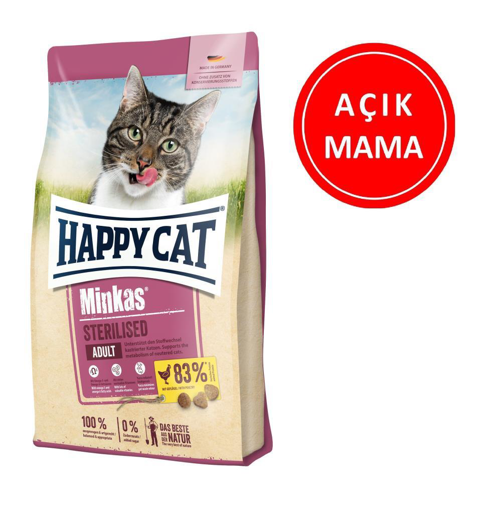 Happy Cat Minkas Sterilised Geflügel Kedi Maması 1 Kg AÇIK Happy Cat Minkas Sterilised Geflügel Kedi Maması 1 Kg AÇIK