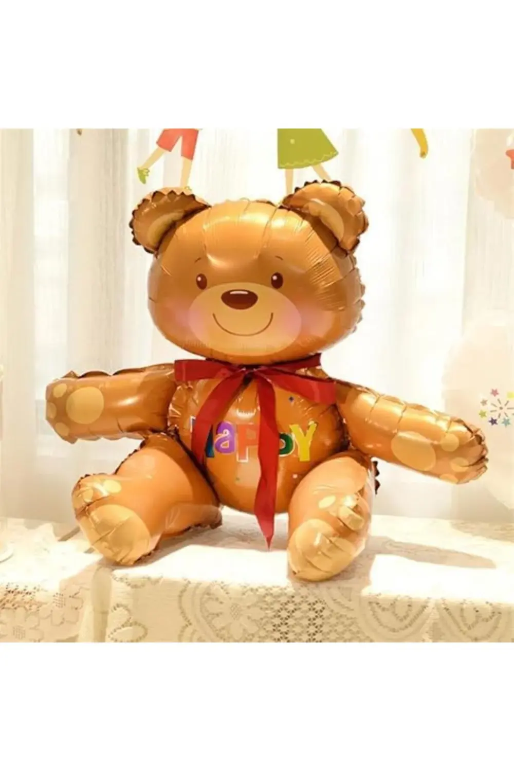 Happy Yazılı Oturan Ayı Folyo Balon 77x70 Cm 395519