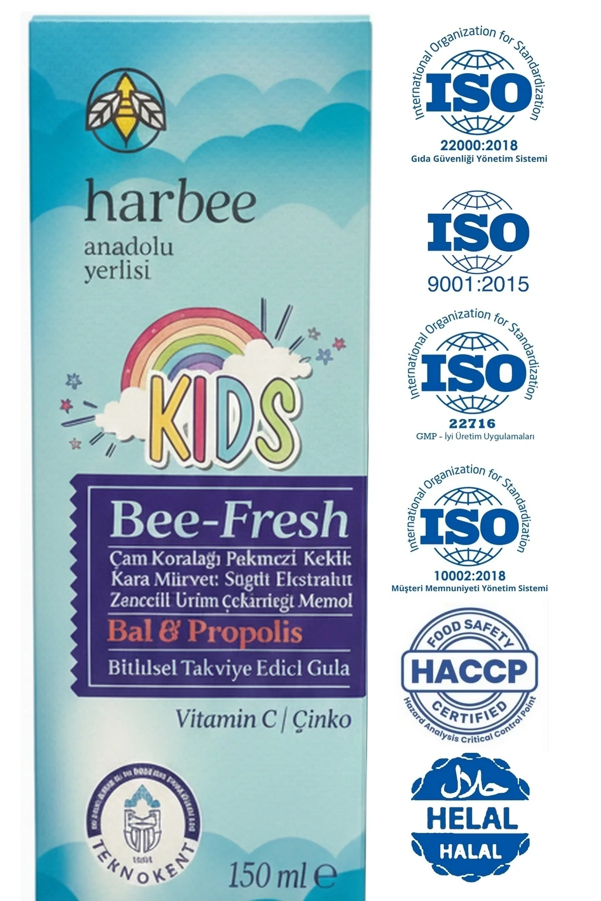 Har-Bee Bee-Fresh Kids Çocuklar İçin Propolisli - Bal, Kara Mürver, C Vitamini & Çinko 150 ml - Görsel 3