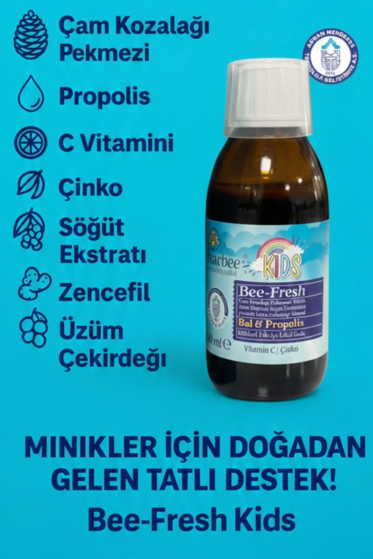 Har-Bee Bee-Fresh Kids Çocuklar İçin Propolisli - Bal, Kara Mürver, C Vitamini & Çinko 150 ml - Görsel 2